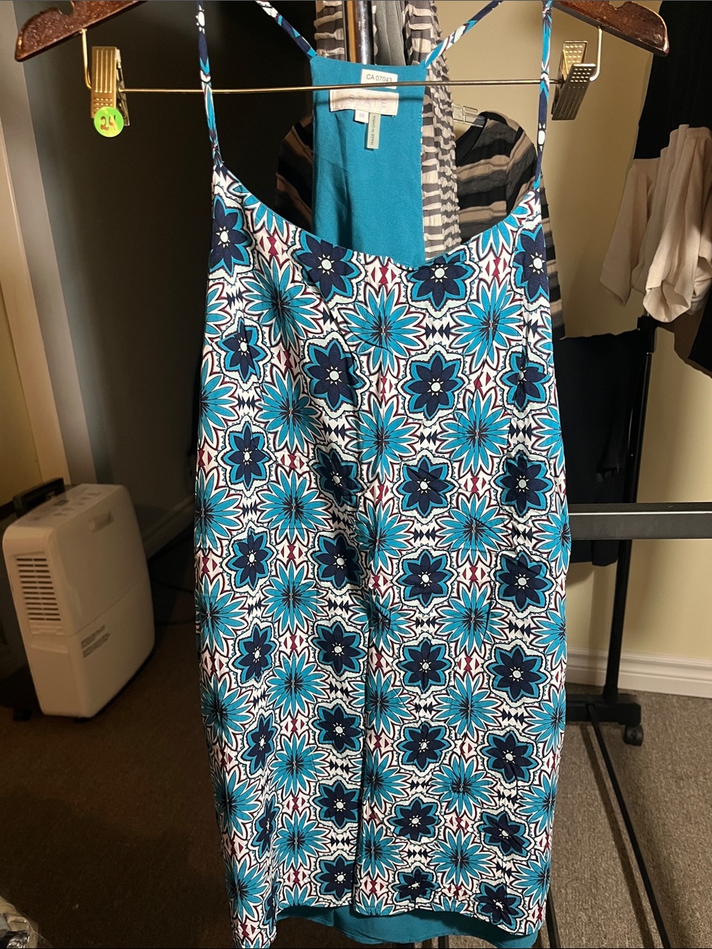 STATE Teal and Navy Floral Mini dress